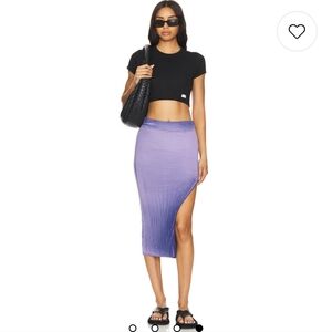 The MELBOURNE MIDI Cotton Citizen USA Ribbed Pencil Slit Skirt Size S Purple